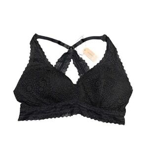 Dobreva‎ Lace Bralette Bra NEW Womens Size Large Black Wireless